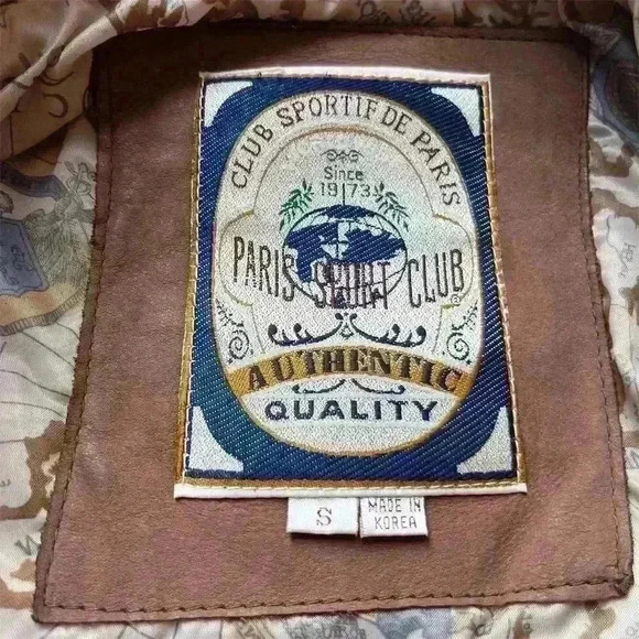 Paris Sport Club Men's Vintage 90s Brown Leather Bomber Jacket S - Picture 8 of 13